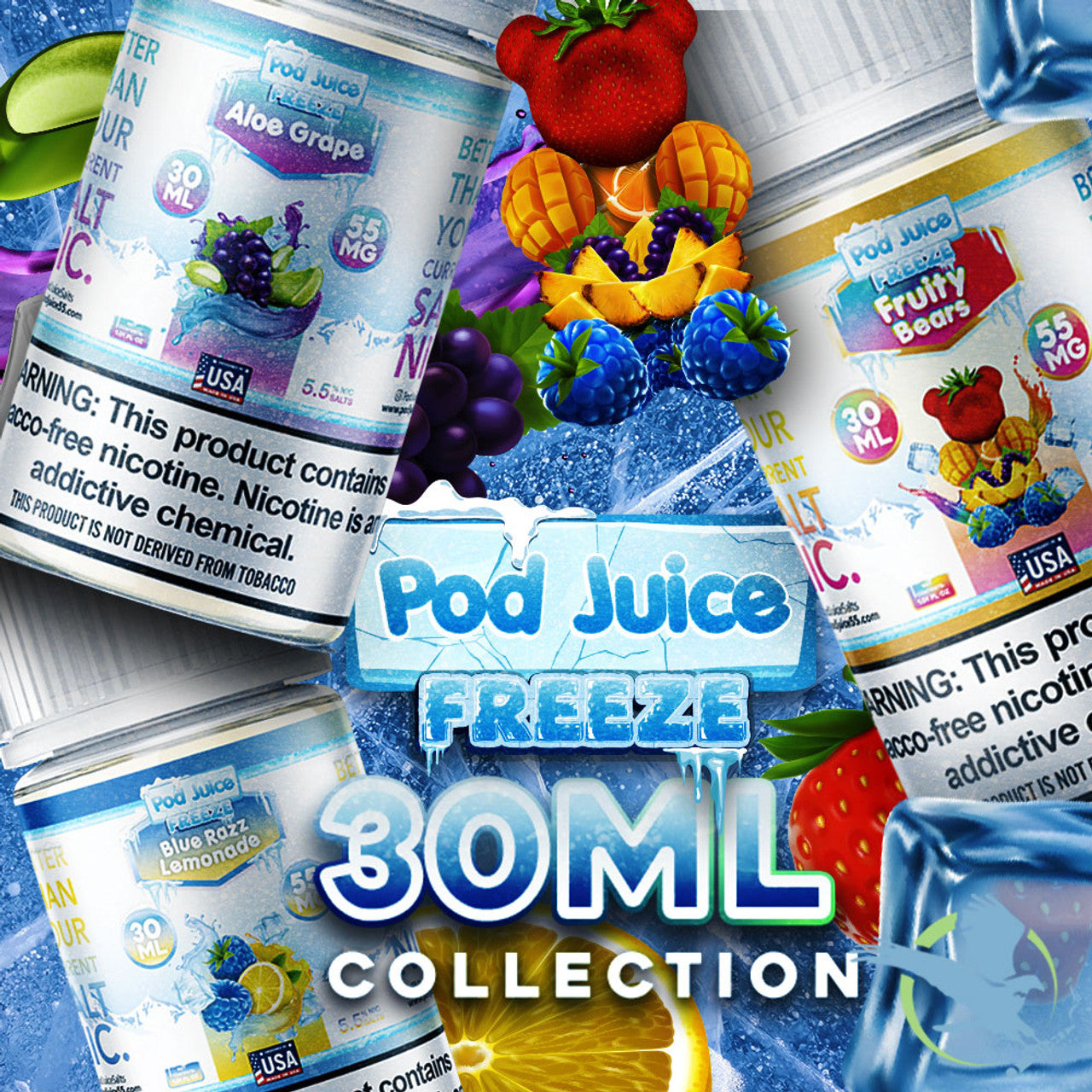 POD JUICE SALTS ICED/FREEZE E-LIQUID 30ML