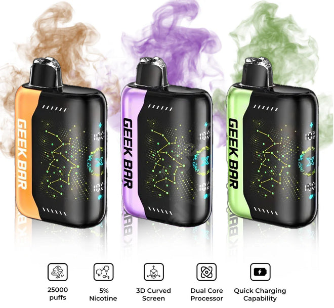 GEEK BAR PULSE X 25K PUFF RECHARGEABLE DISPOSABLE WITH ANIMATED JUICE ...