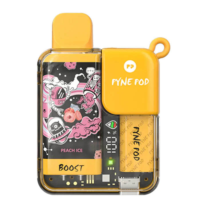 PYNE POD BOOST 8500 PUFF RECHARGEABLE DISPOSABLE WITH JUICE/BATTERY LEVEL SCREEN & DUAL MODE FEATURE
