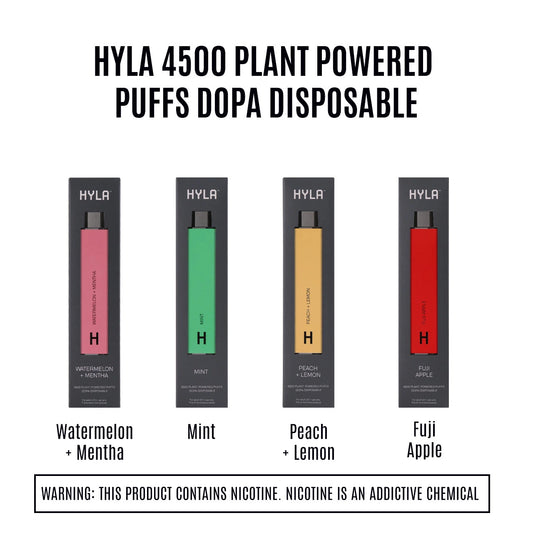 HYLA DOPA 4500 PLANT-BASED 0% NICOTINE RECHARGEABLE DISPOSABLE